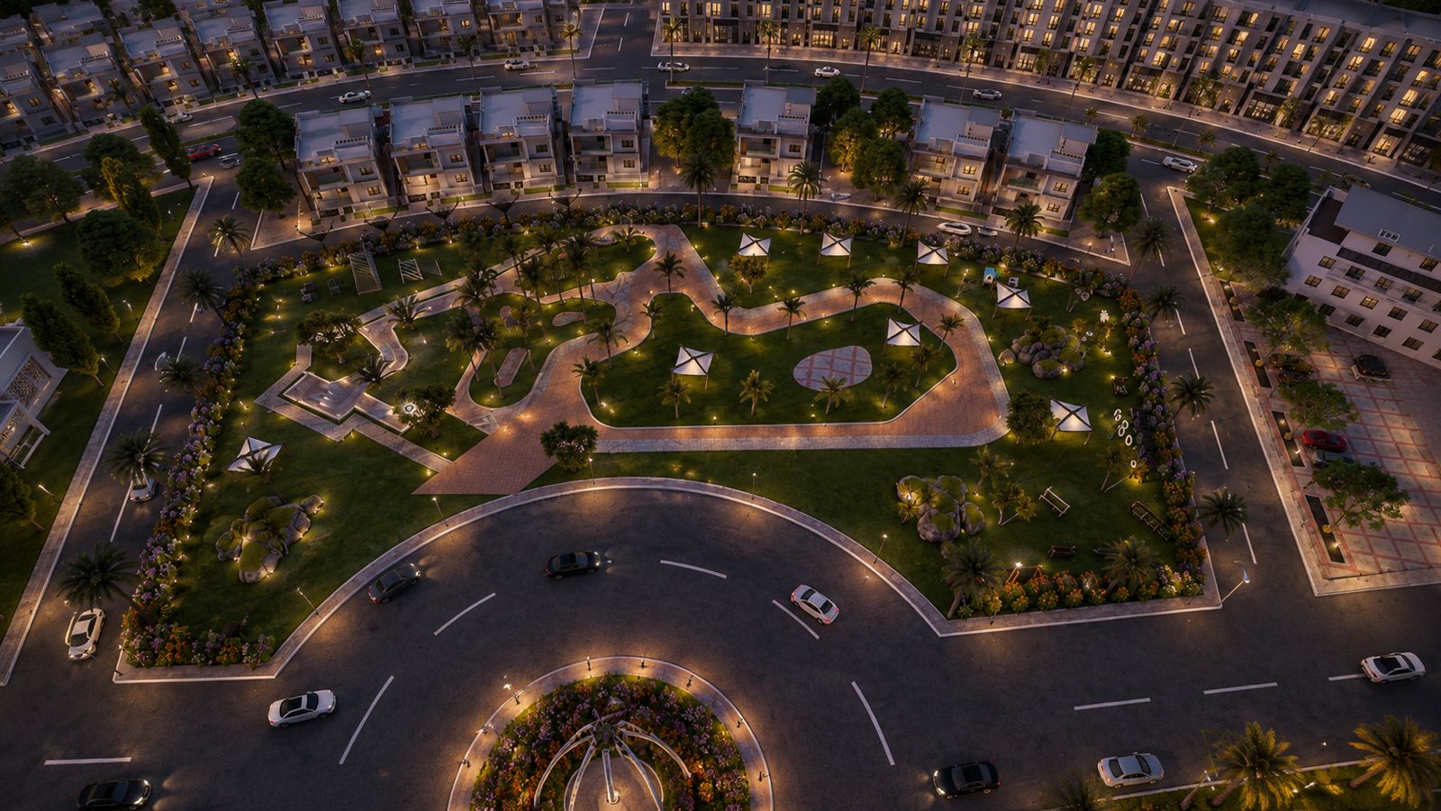 Community park aerial view, Downtown