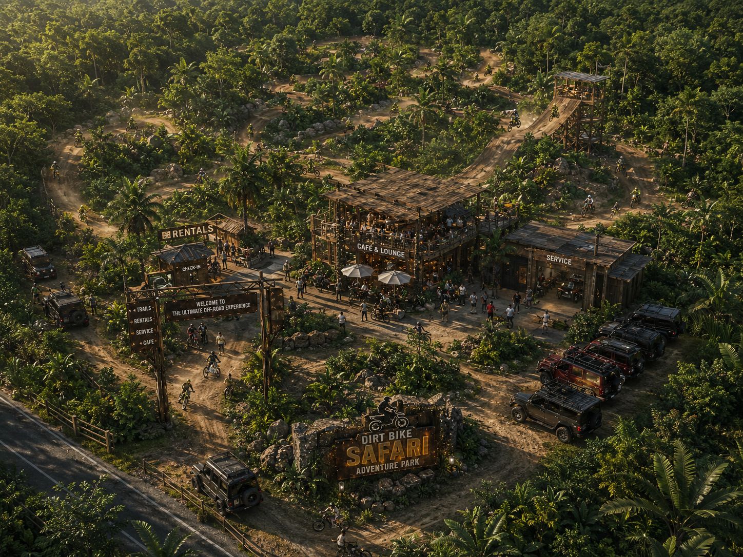 Dirt bike trail aerial view, Rainforest Enclave